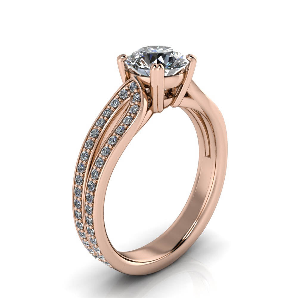 Diamond and Moissanite Engagement Ring - Ada - Moissanite Rings