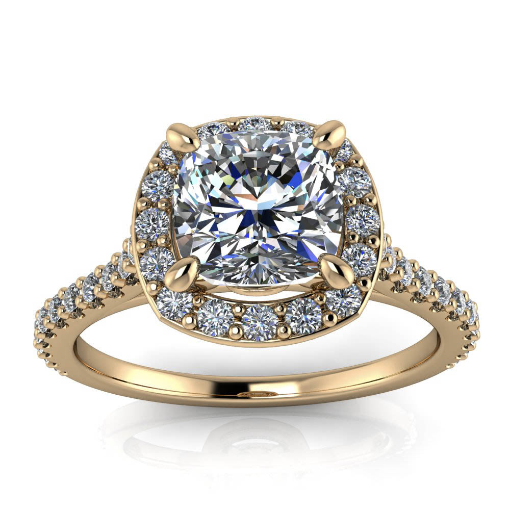 Diamond Halo Moissanite Engagement Ring - Danica - Moissanite Rings