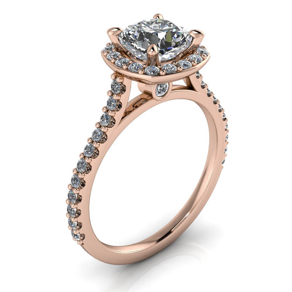 Diamond Halo Moissanite Engagement Ring - Danica - Moissanite Rings