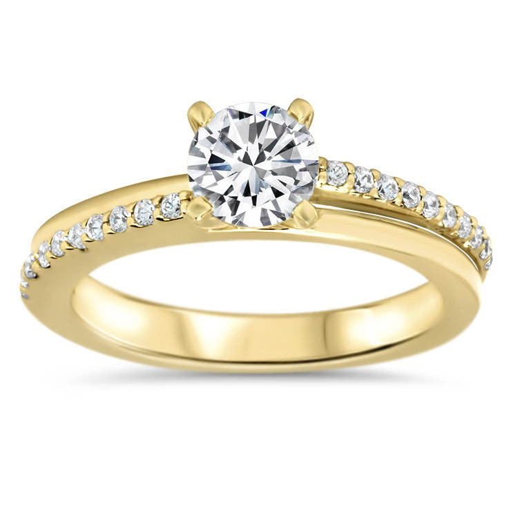 Diamond Bypass Style Moissanite Engagement Ring -  Cas - Moissanite Rings