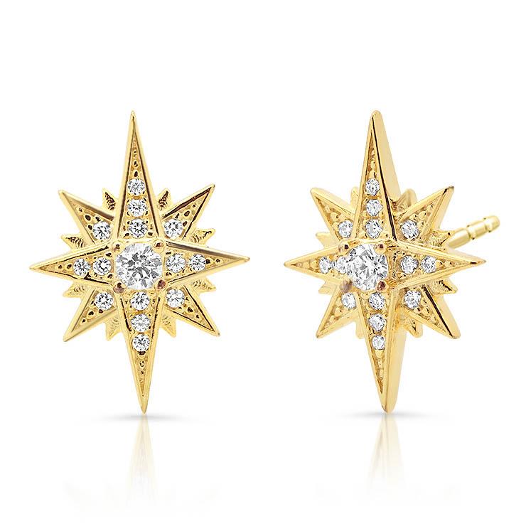 Large Diamond North Star Earrings