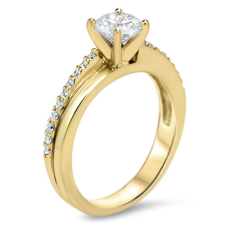 Diamond Bypass Style Moissanite Engagement Ring -  Cas - Moissanite Rings