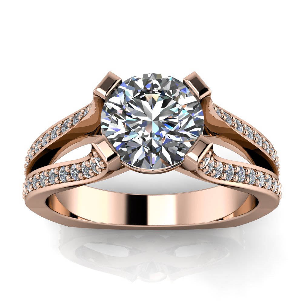 Split Shank Diamond Accented Moissanite Engagement Ring - Samuel - Moissanite Rings