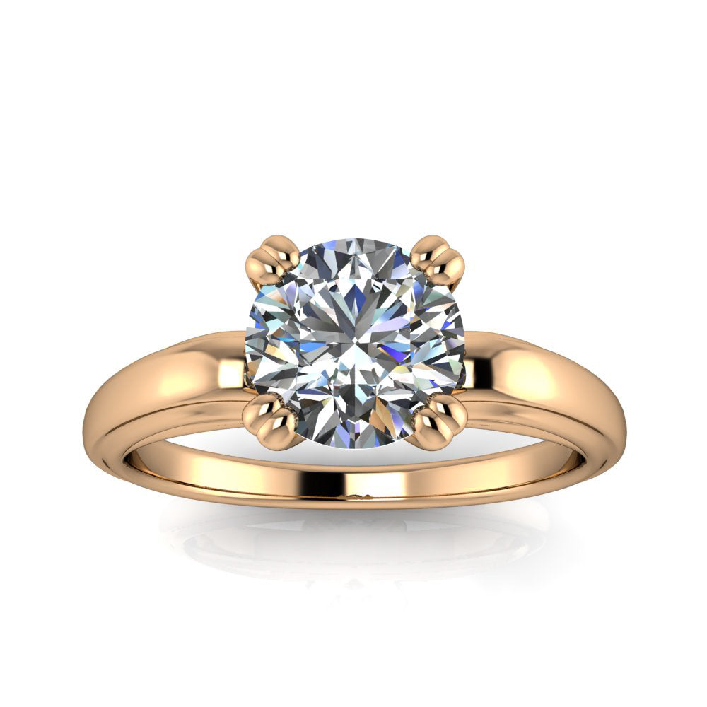 Solitaire Engagement Ring Split Prong Raised Shoulders - Sho