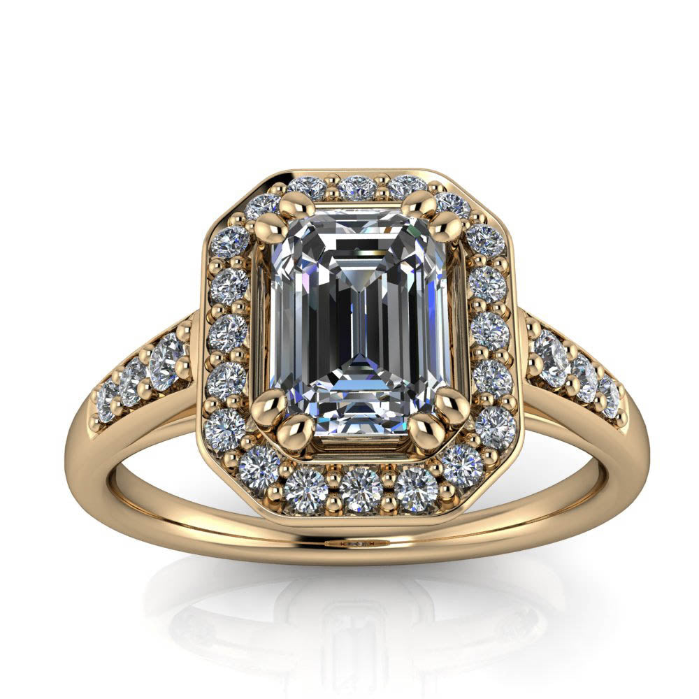 Emerald Cut Moissanite Engagement Ring - Corinna - Moissanite Rings