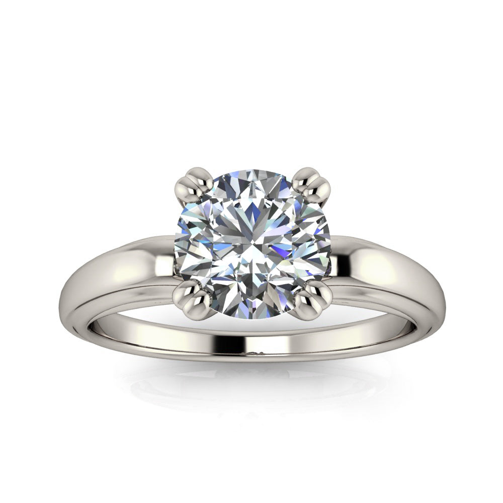 Solitaire Engagement Ring Split Prong Raised Shoulders - Sho