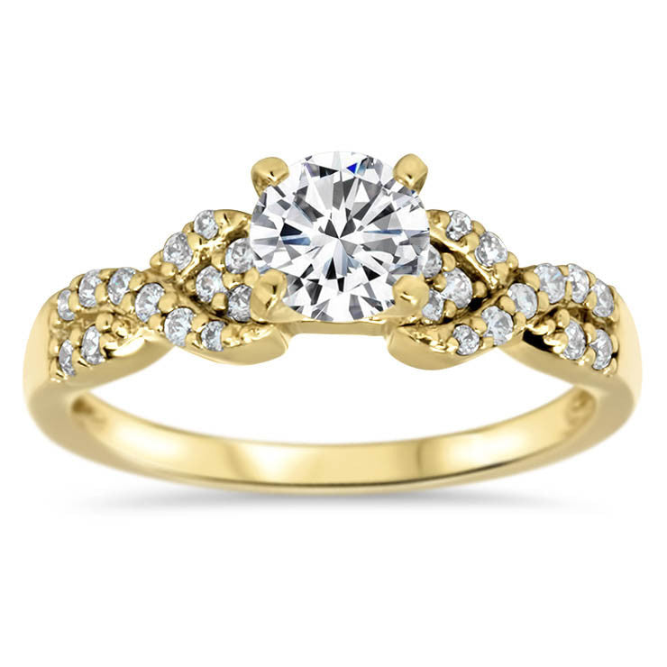 Twisted Band Engagement Ring Diamond Halo - Mati - Moissanite Rings