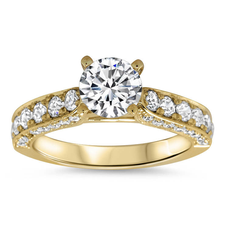 Diamond Covered Engagement Ring Setting Moissanite Center- Hazel - Moissanite Rings