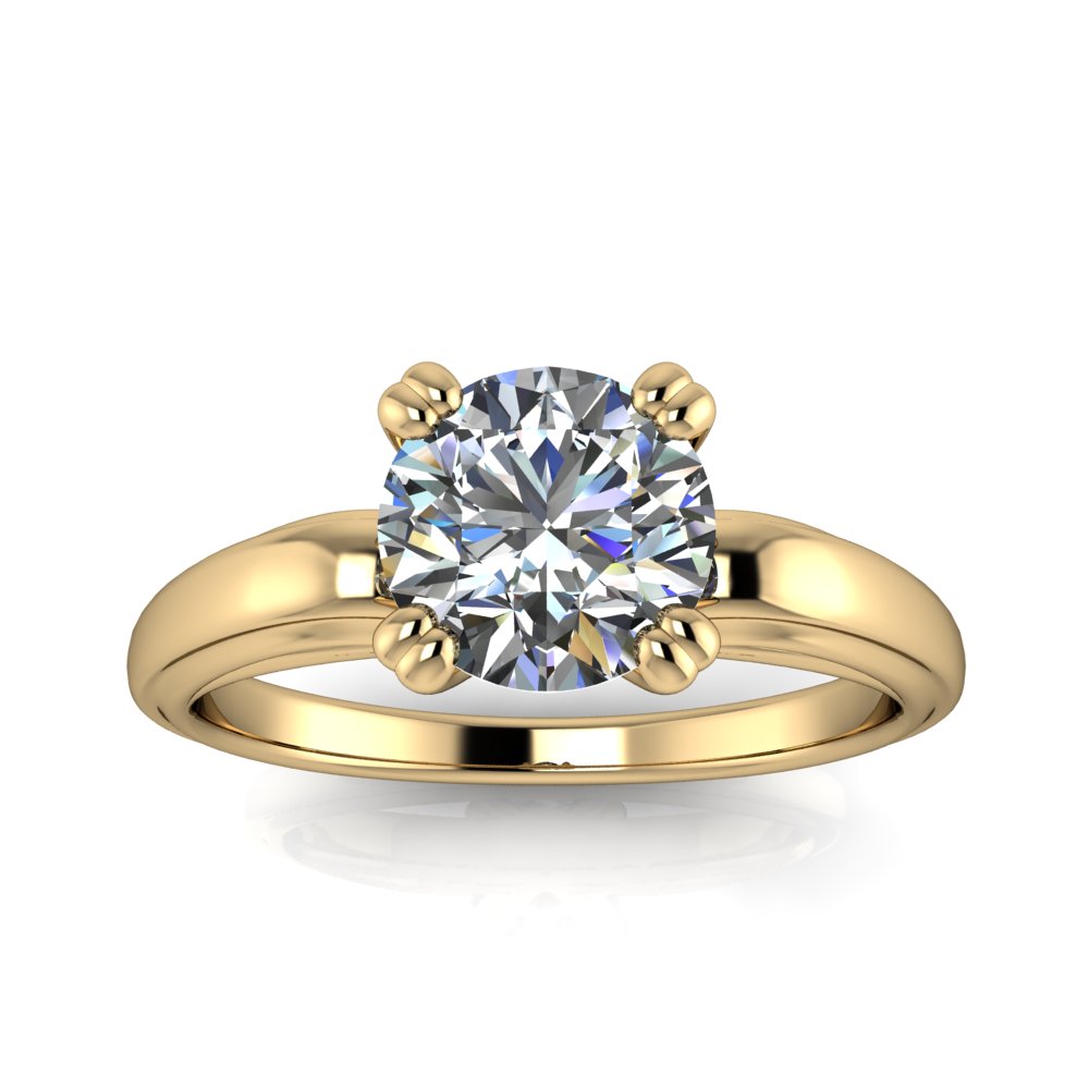 Solitaire Engagement Ring Split Prong Raised Shoulders - Sho