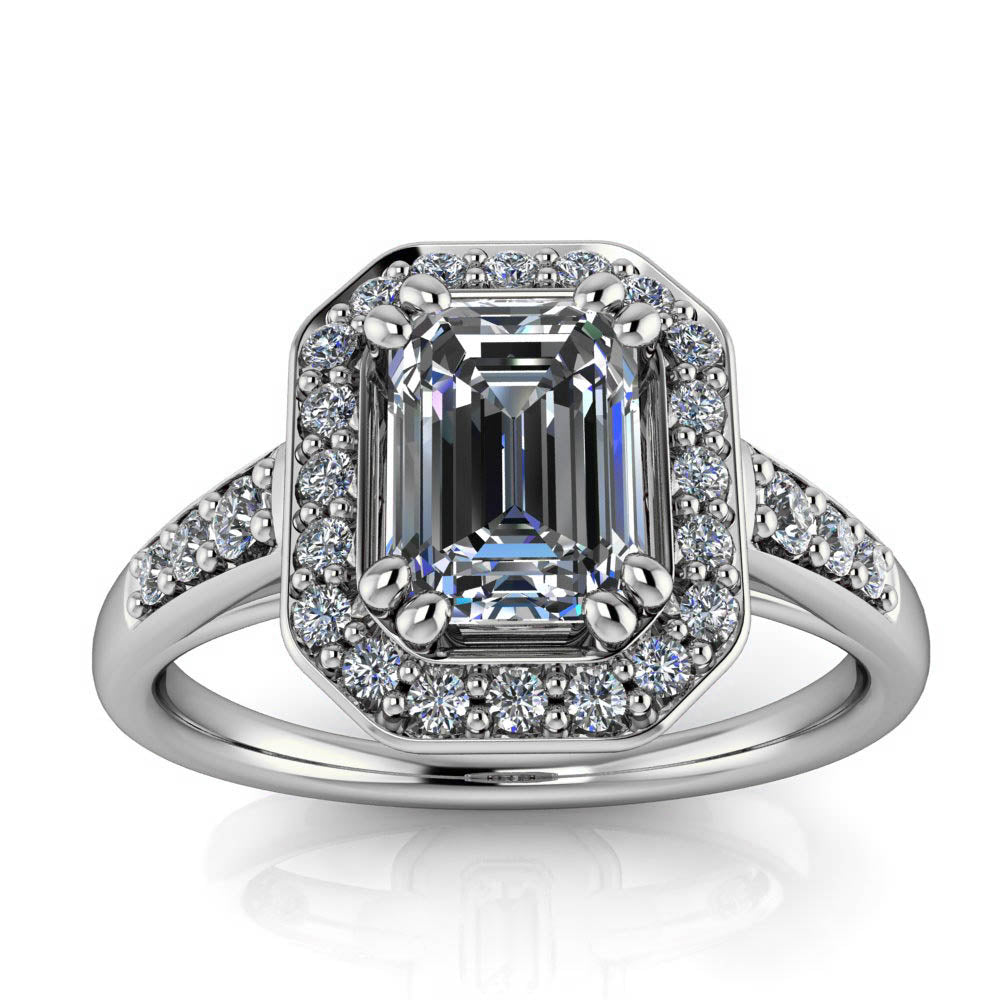 Emerald Cut Moissanite Engagement Ring - Corinna - Moissanite Rings