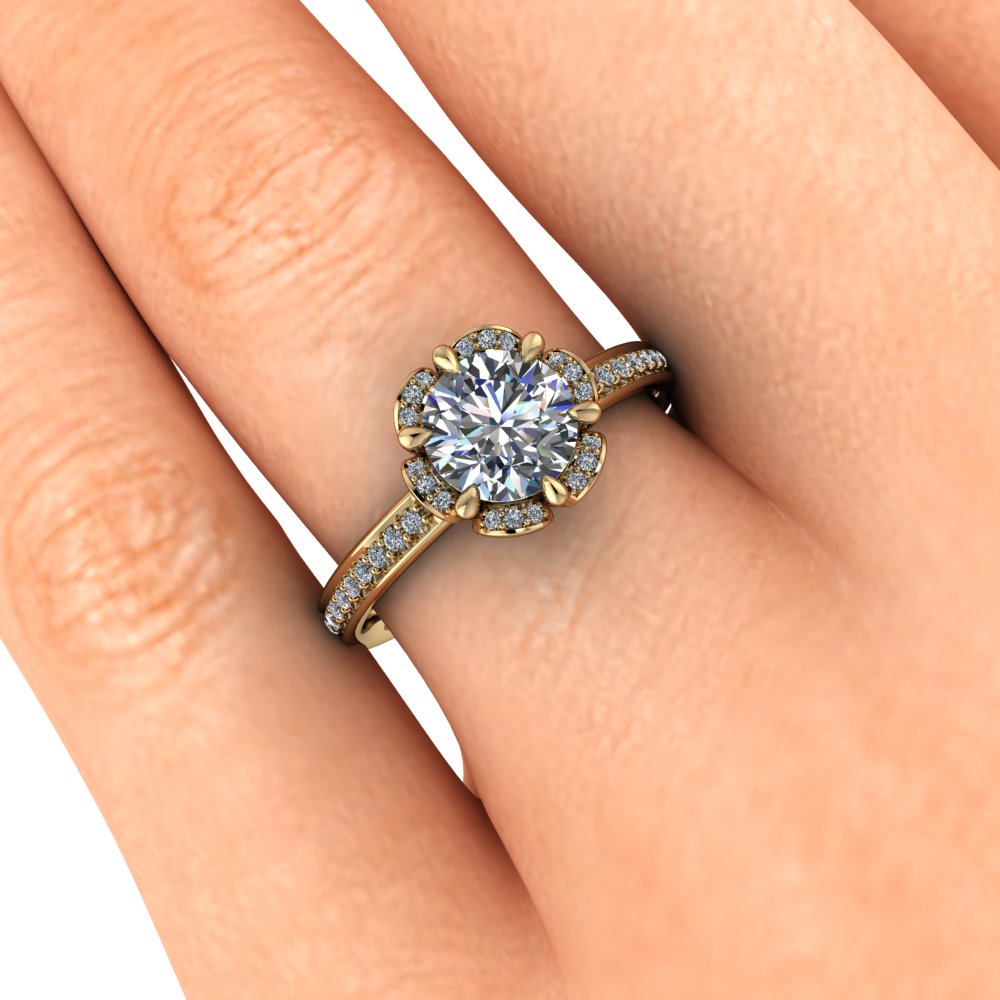 Floral Style Moissanite Engagement RIng Moissanite Diamond Setting - Blissful - Moissanite Rings