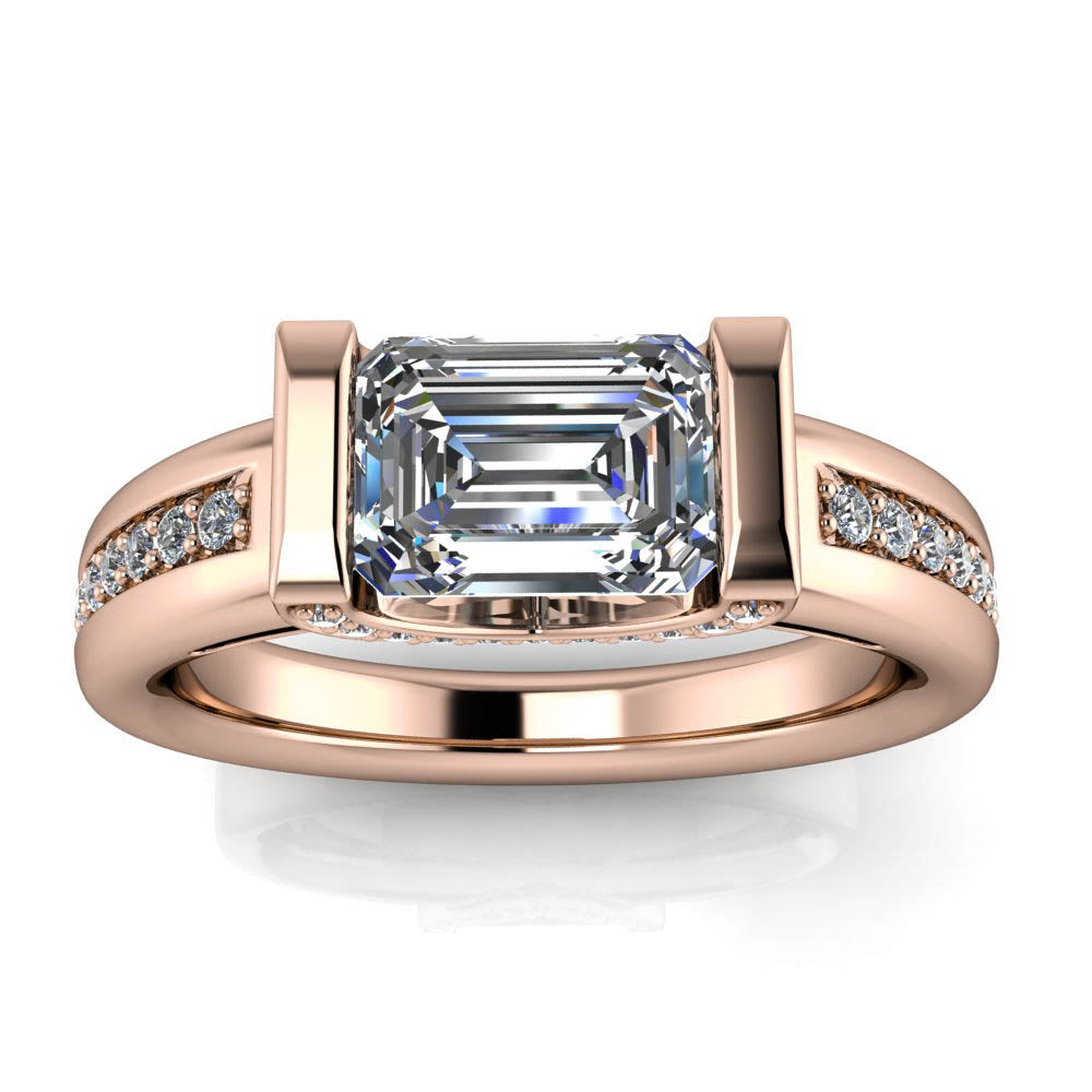 Unique Emerald Cut Moissanite Engagement RIng - Sonny - Moissanite Rings