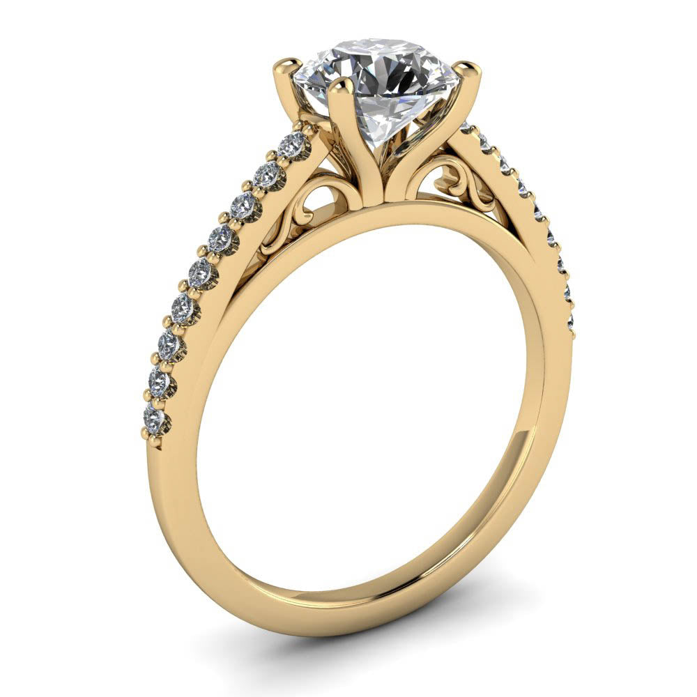 Cathedral Diamond Engagement Ring Setting Moissanite Center - Abigail - Moissanite Rings