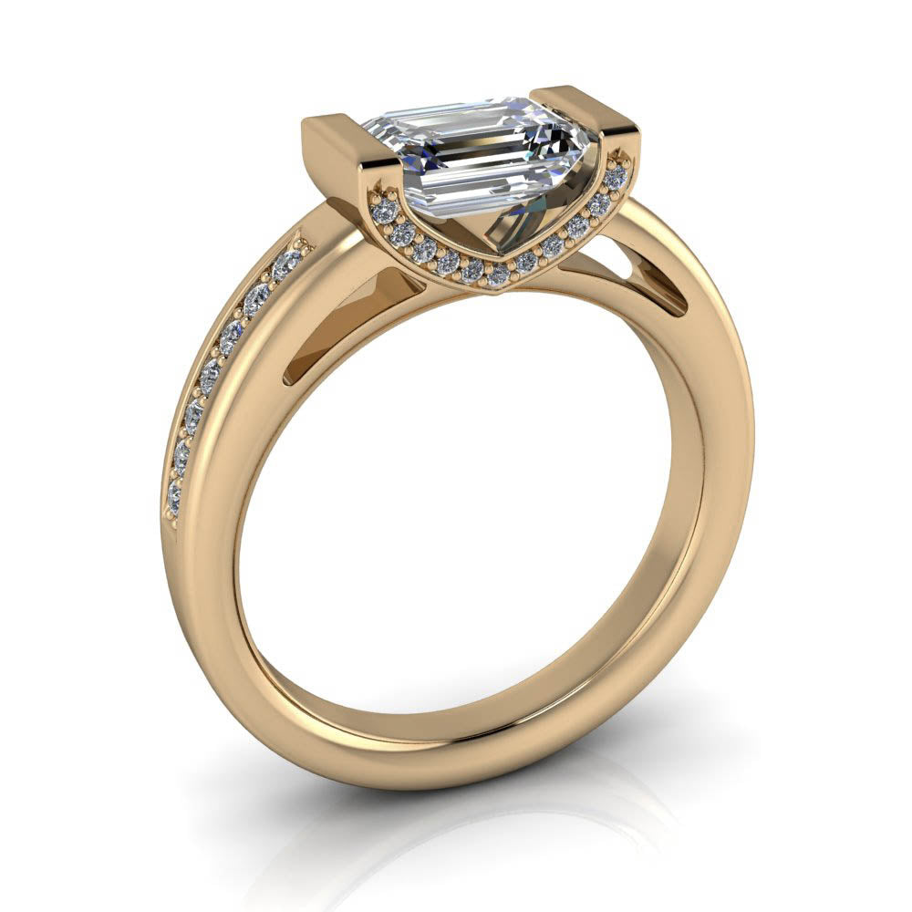 Unique Emerald Cut Moissanite Engagement RIng - Sonny - Moissanite Rings