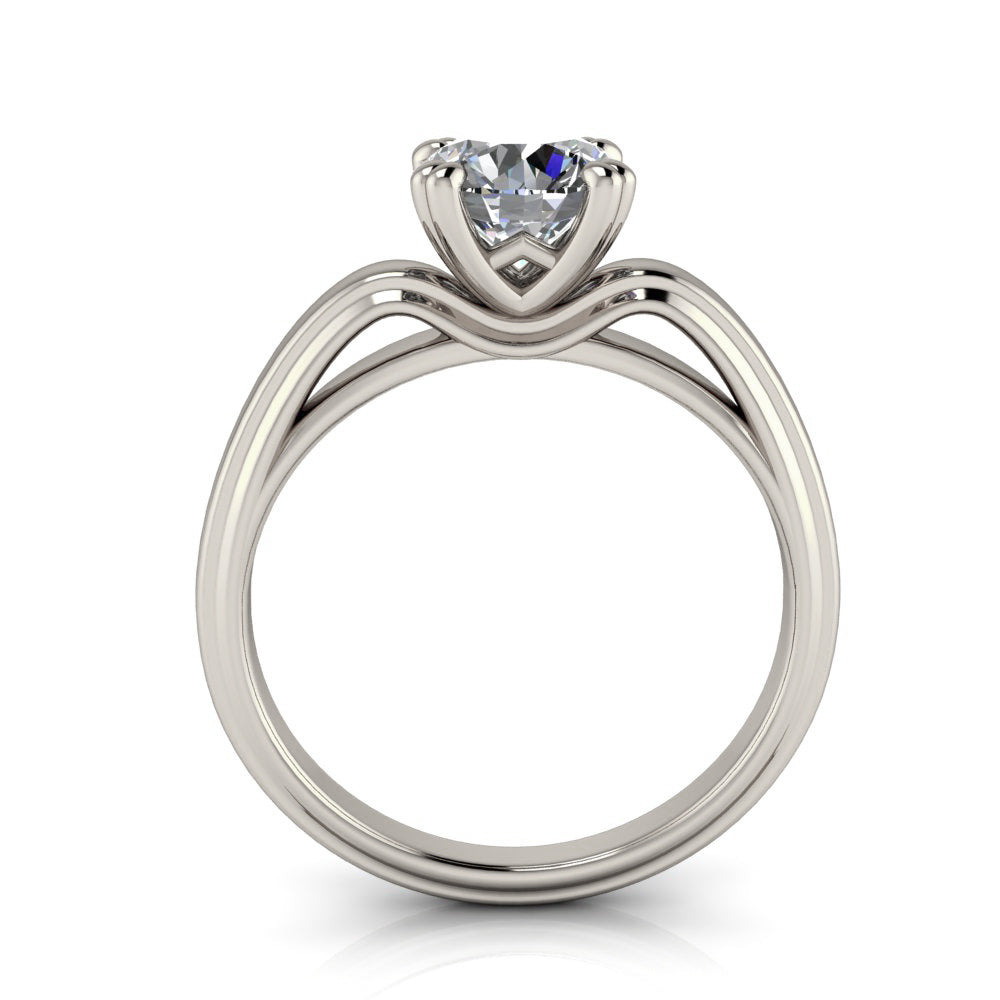 Solitaire Engagement Ring Split Prong Raised Shoulders - Sho