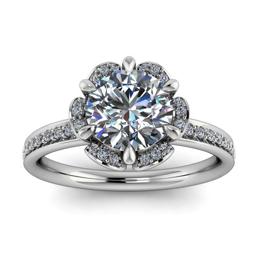 Floral Style Moissanite Engagement RIng Moissanite Diamond Setting - Blissful - Moissanite Rings