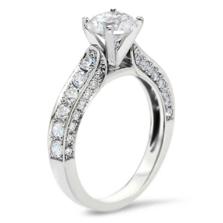 Diamond Covered Engagement Ring Setting Moissanite Center- Hazel - Moissanite Rings