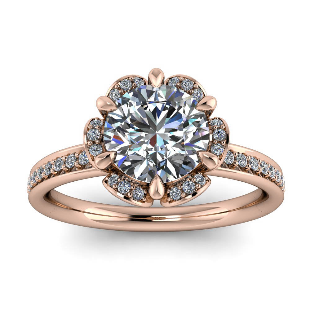 Floral Style Moissanite Engagement RIng Moissanite Diamond Setting - Blissful - Moissanite Rings