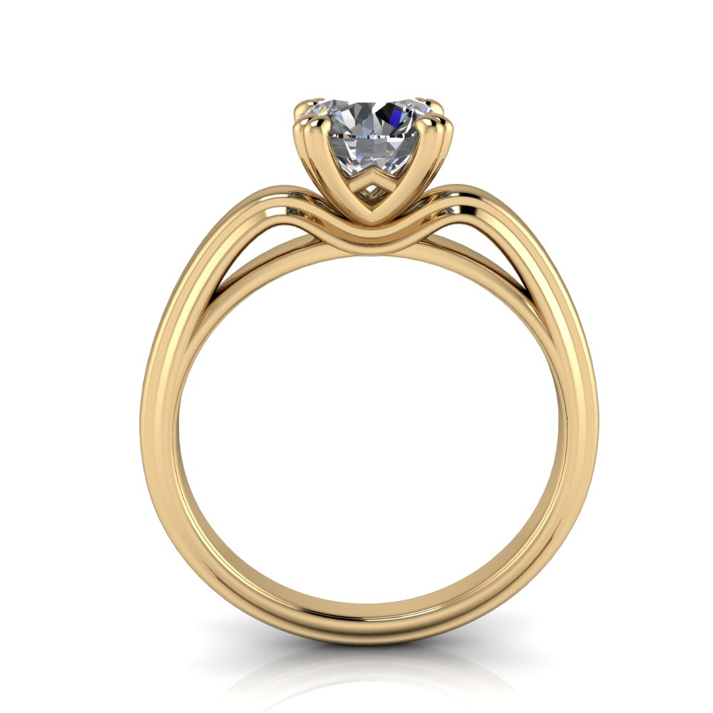 Solitaire Engagement Ring Split Prong Raised Shoulders - Sho