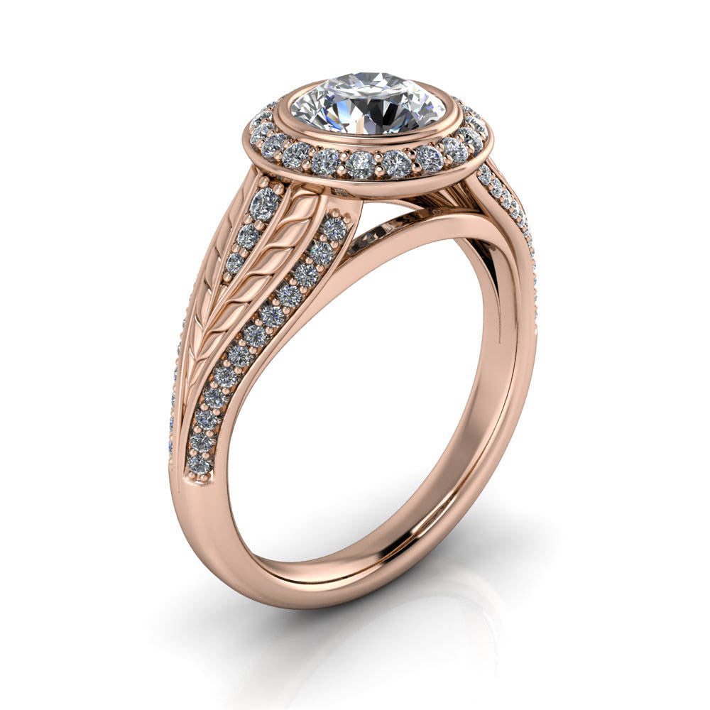 Bezel Set Moissanite Diamond Engagement Ring Moissanite Center - Florence - Moissanite Rings
