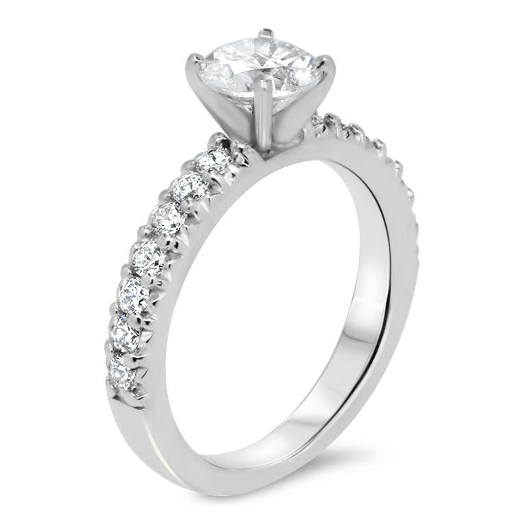 Pave Set Diamond Band Engagement Ring - Ang - Moissanite Rings