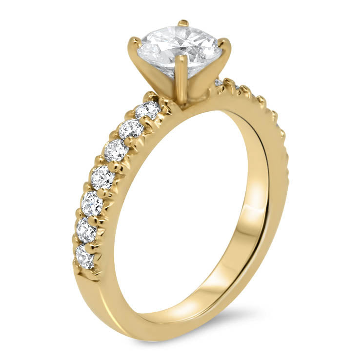Pave Set Diamond Band Engagement Ring - Ang - Moissanite Rings