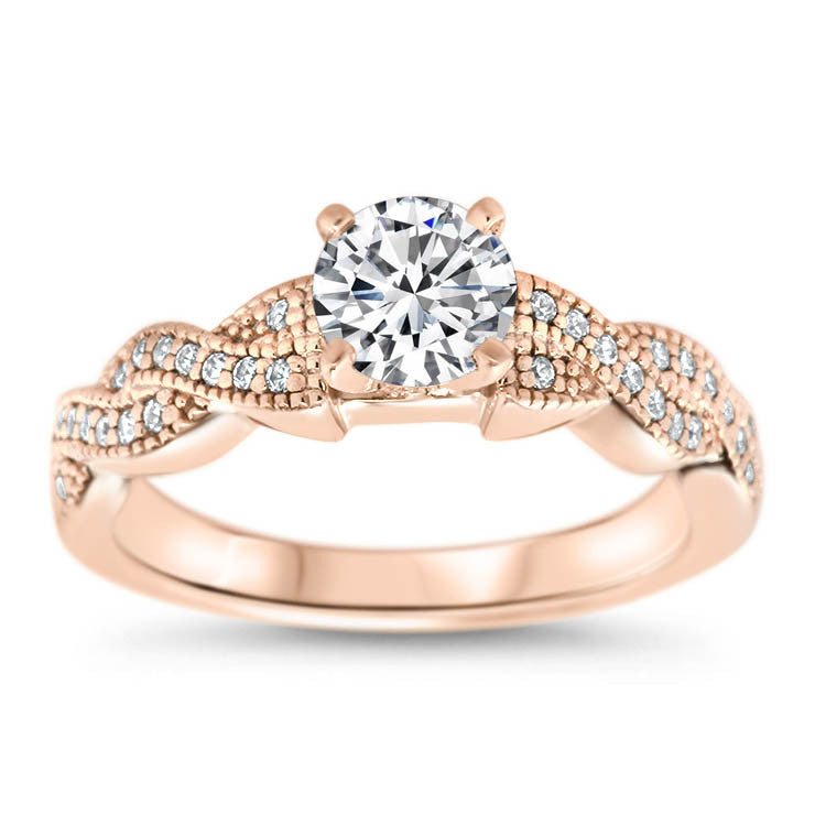 Braided Diamond Setting Moissanite Engagement Ring - Regina - Moissanite Rings