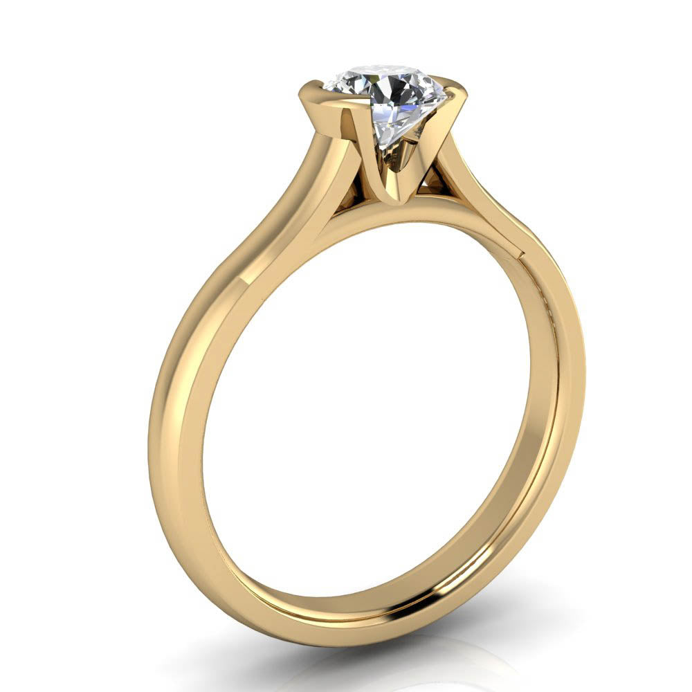 Half Bezel Moissanite Engagement Ring - Franca - Moissanite Rings