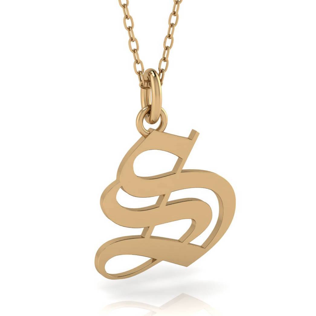 14K Solid Gold Letter S Moissanite Necklace