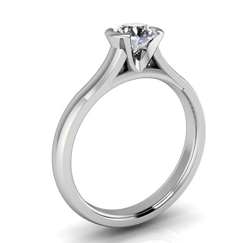 Half Bezel Moissanite Engagement Ring - Franca - Moissanite Rings