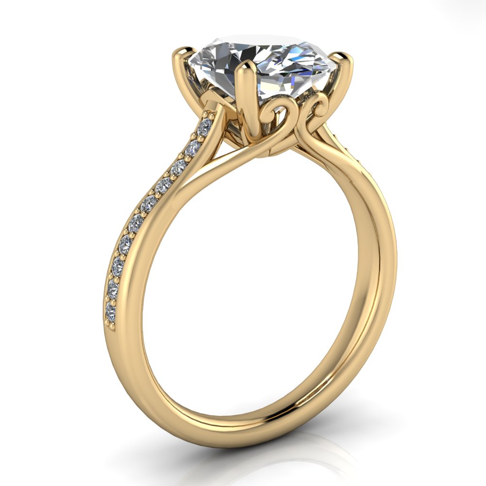 Large Oval Thin Band Engagement Ring Scroll Detail - Norma