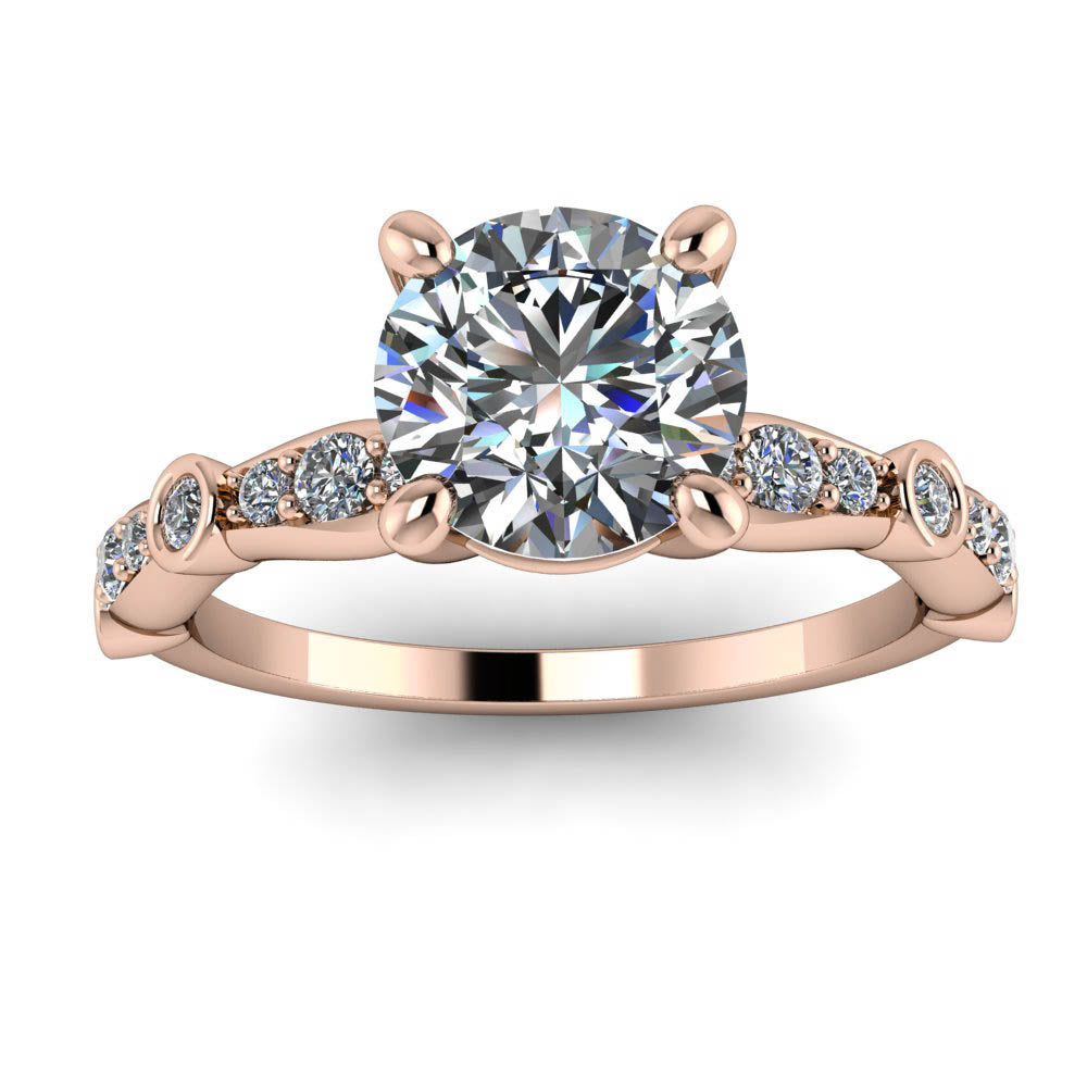 Engagement Ring Setting with Round Side Stones