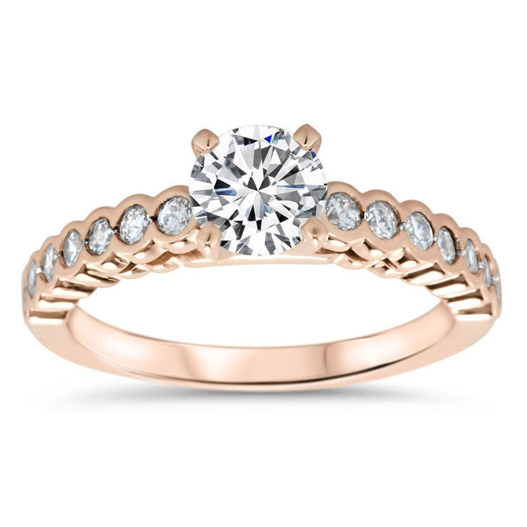 Bezel Set Diamond Moissanite Engagement Ring Setting -  Nan - Moissanite Rings