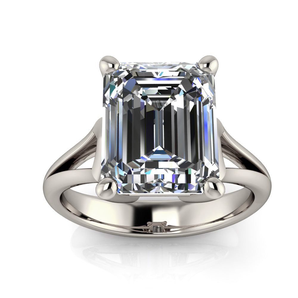 Split Shank Emerald Cut Engagement Ring - Paradise