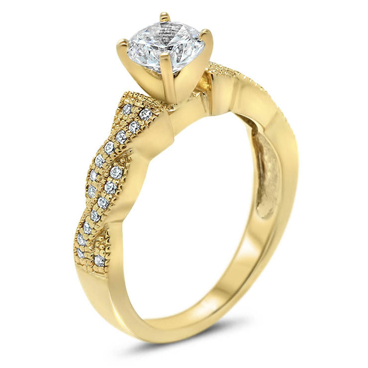 Braided Diamond Setting Moissanite Engagement Ring - Regina - Moissanite Rings