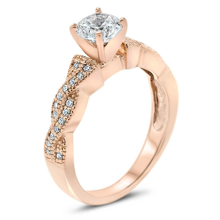 Braided Diamond Setting Moissanite Engagement Ring - Regina - Moissanite Rings