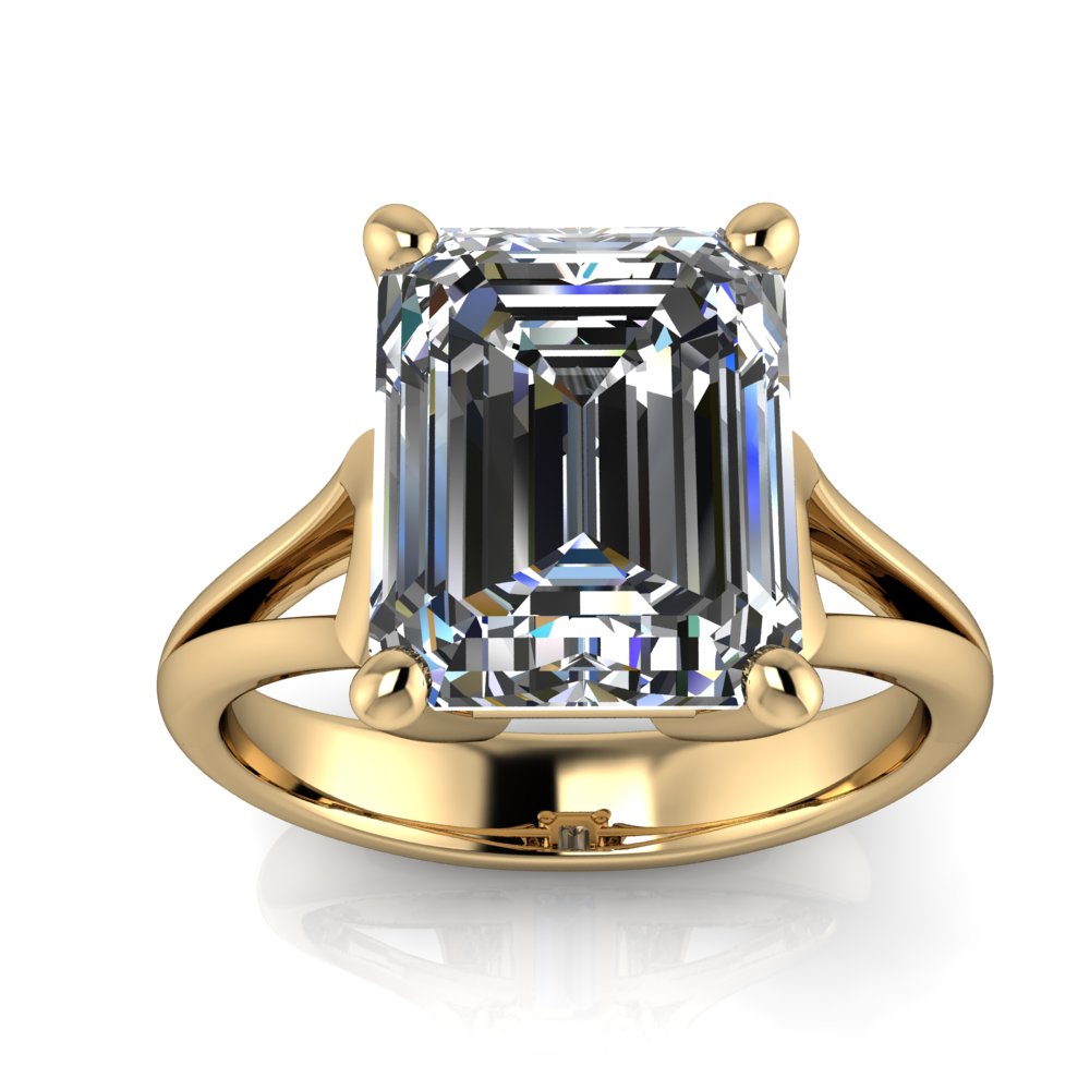 Split Shank Emerald Cut Engagement Ring - Paradise