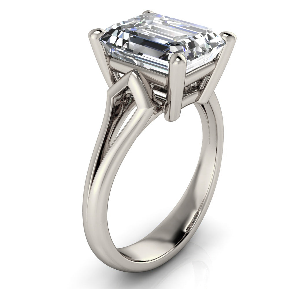 Split Shank Emerald Cut Engagement Ring - Paradise