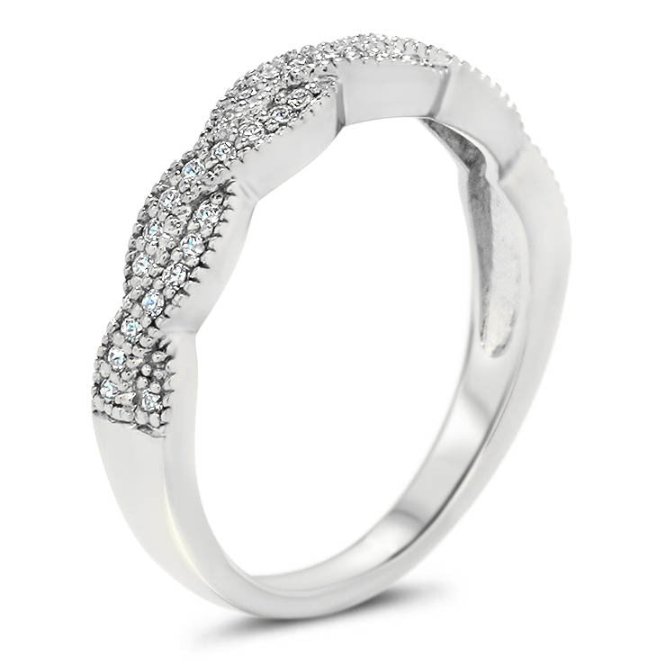Braided Diamond Wedding Band - Regina Band - Moissanite Rings
