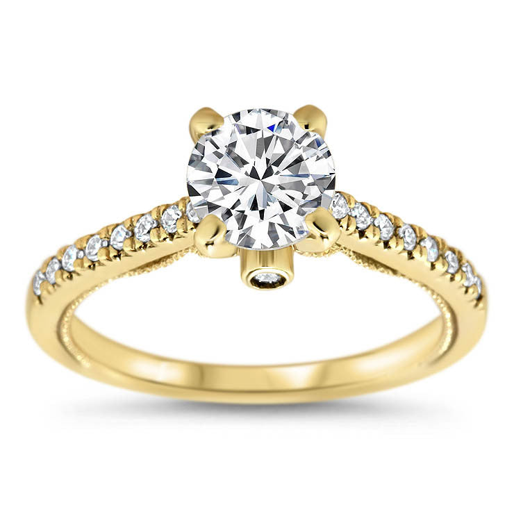 Thin Diamond Band Engagement Ring - Tara - Moissanite Rings