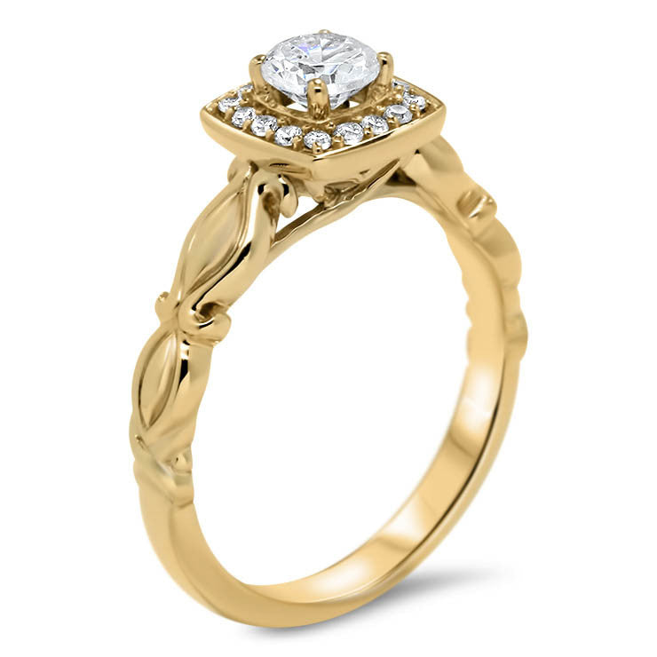 Diamond Halo Solitaire Moissanite Engagement Ring - Isa – Moissanite Rings