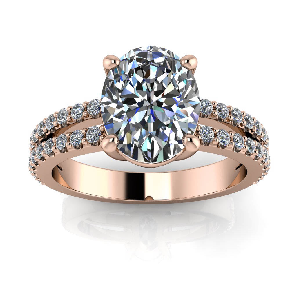 Oval Split Shank Engagement Ring - Emilia - Moissanite Rings