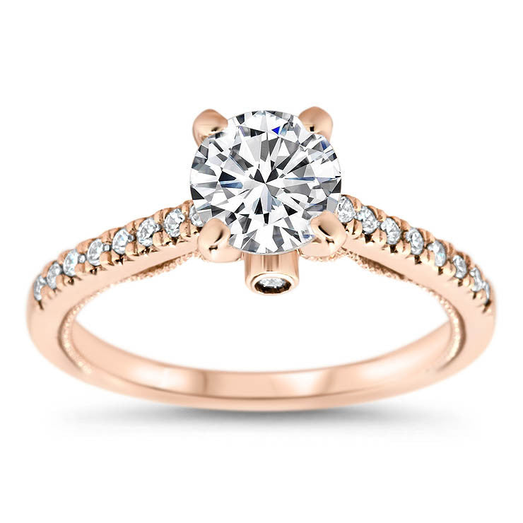 Thin Diamond Band Engagement Ring - Tara - Moissanite Rings