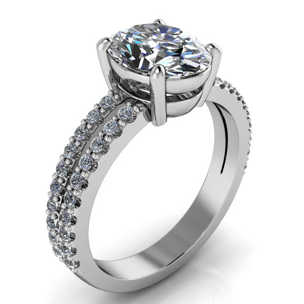 Oval Split Shank Engagement Ring - Emilia - Moissanite Rings