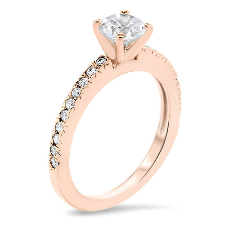 Thin Diamond Band Engagement Ring - Veep - Moissanite Rings