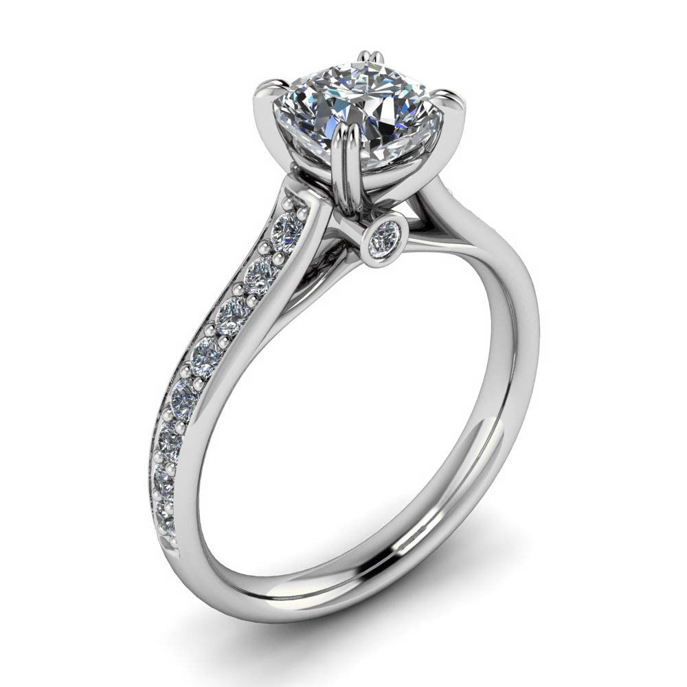 Cushion Cut Engagement Ring Diamond Setting Forever One Moissanite - New Era - Moissanite Rings