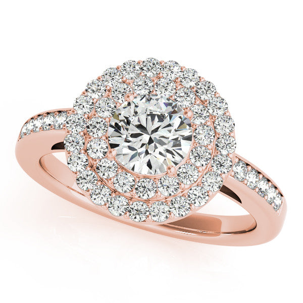 Moissanite Center Double Diamond Halo Engagement Ring - Ava - Moissanite Rings
