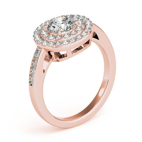 Moissanite Center Double Diamond Halo Engagement Ring - Ava - Moissanite Rings