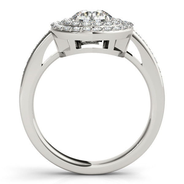 Moissanite Center Double Diamond Halo Engagement Ring - Ava - Moissanite Rings