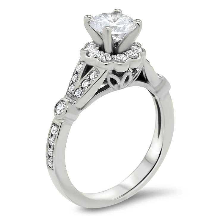 Floral Split Shank Moissanite Engagement Ring - Lola - Moissanite Rings